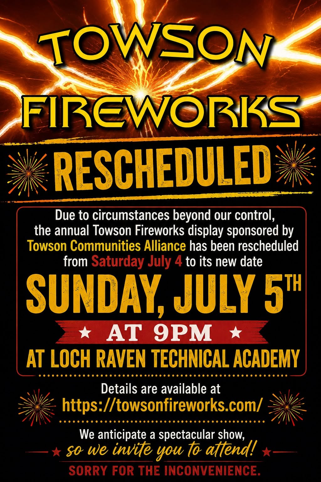 Fireworks 2026 postponed